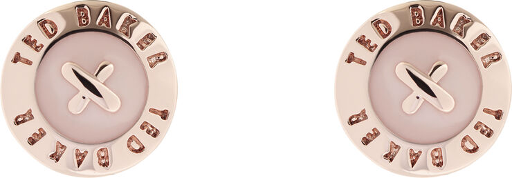 Ted Baker EISLEY: ENAMEL MINI BUTTON EARRING Rose gold/baby pink