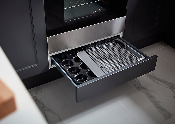 Tiroir bas de four de cuisine GoodHome Sancho Anthracite l. 60 cm