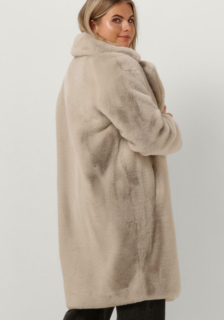 STAND STUDIO ecru stand studio faux fur jas camille cocoon coat