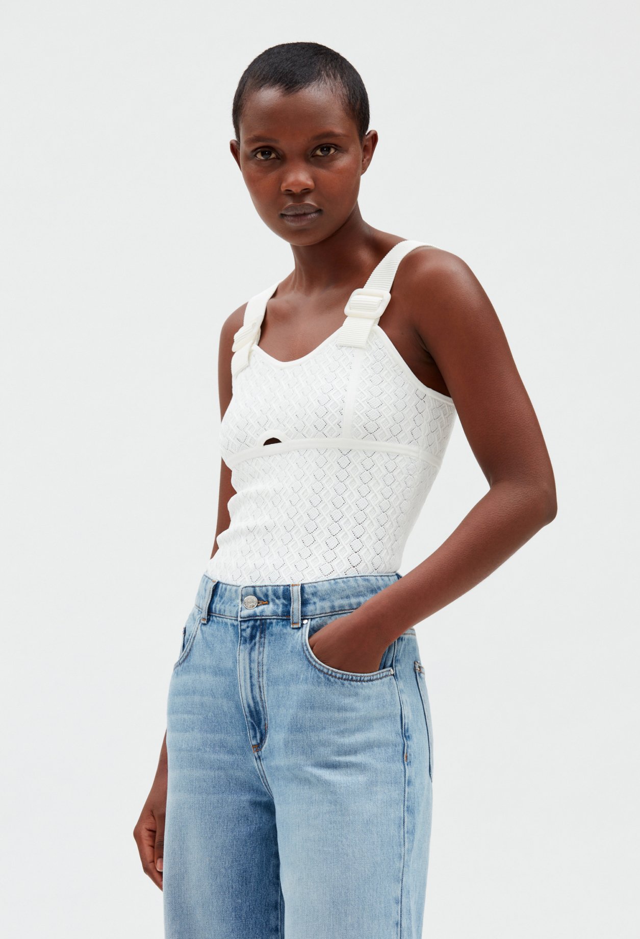 Debardeur maille ecru