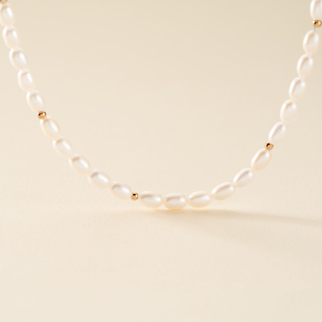 Collier Billes Or Jaune Perle De Culture