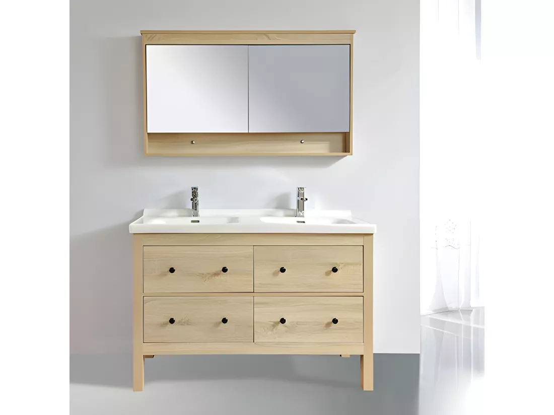 Armoire de toilette bloc-miroir 120 cm TYPO finition mélaminé chêne 114 cm