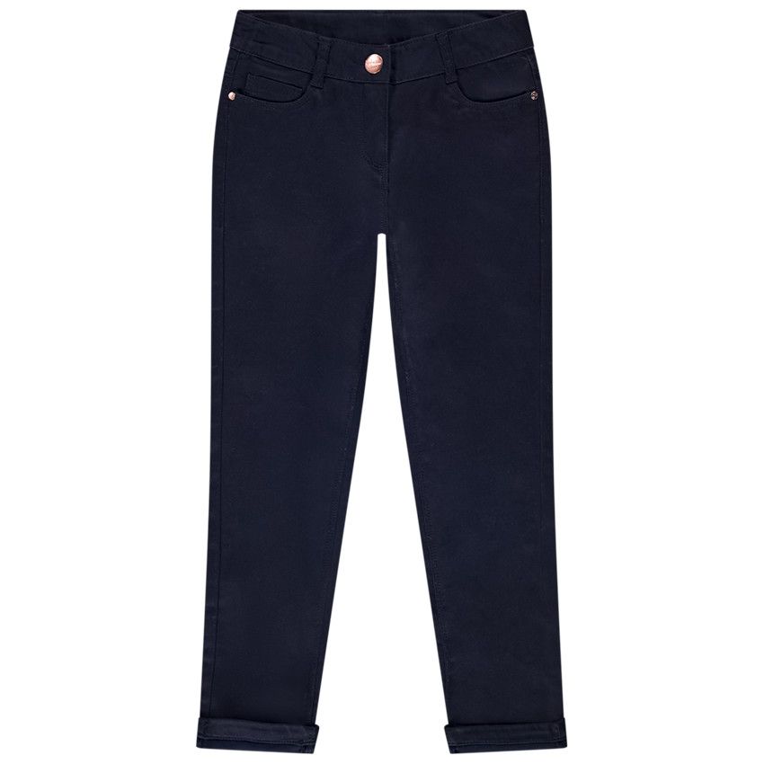 Pantalon slim en twill uni pour fille - Bleu marine