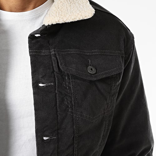 Veste Velours Col Mouton Alvin Sherpa Corduroy Gris Anthracite