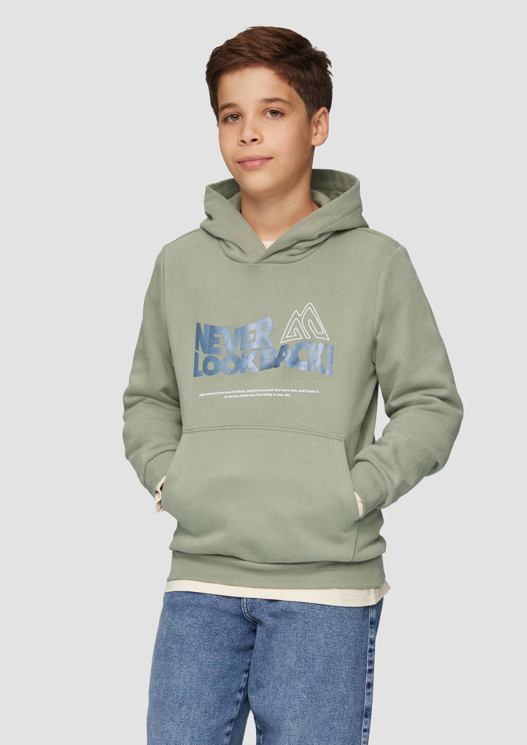 s.Oliver hoodie met printopdruk groen