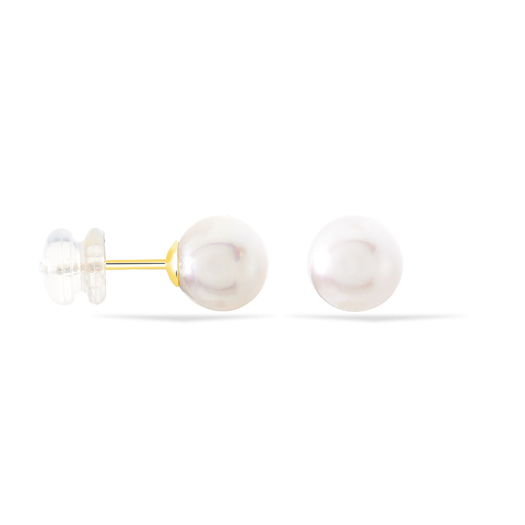 Boucles D'oreilles Puces Ursulina Or Jaune Perle De Culture