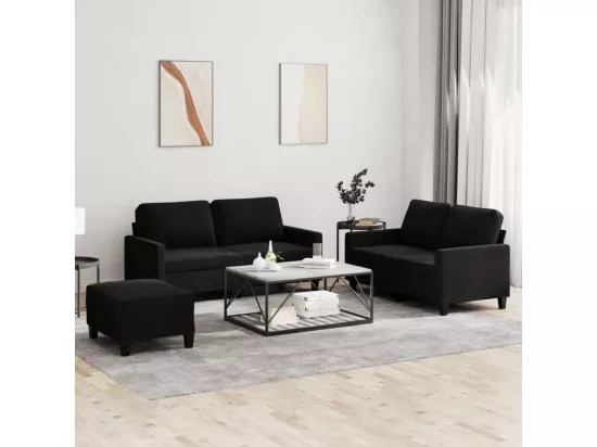 Ensemble de canapés 3 pièces avec coussins Noir Velours