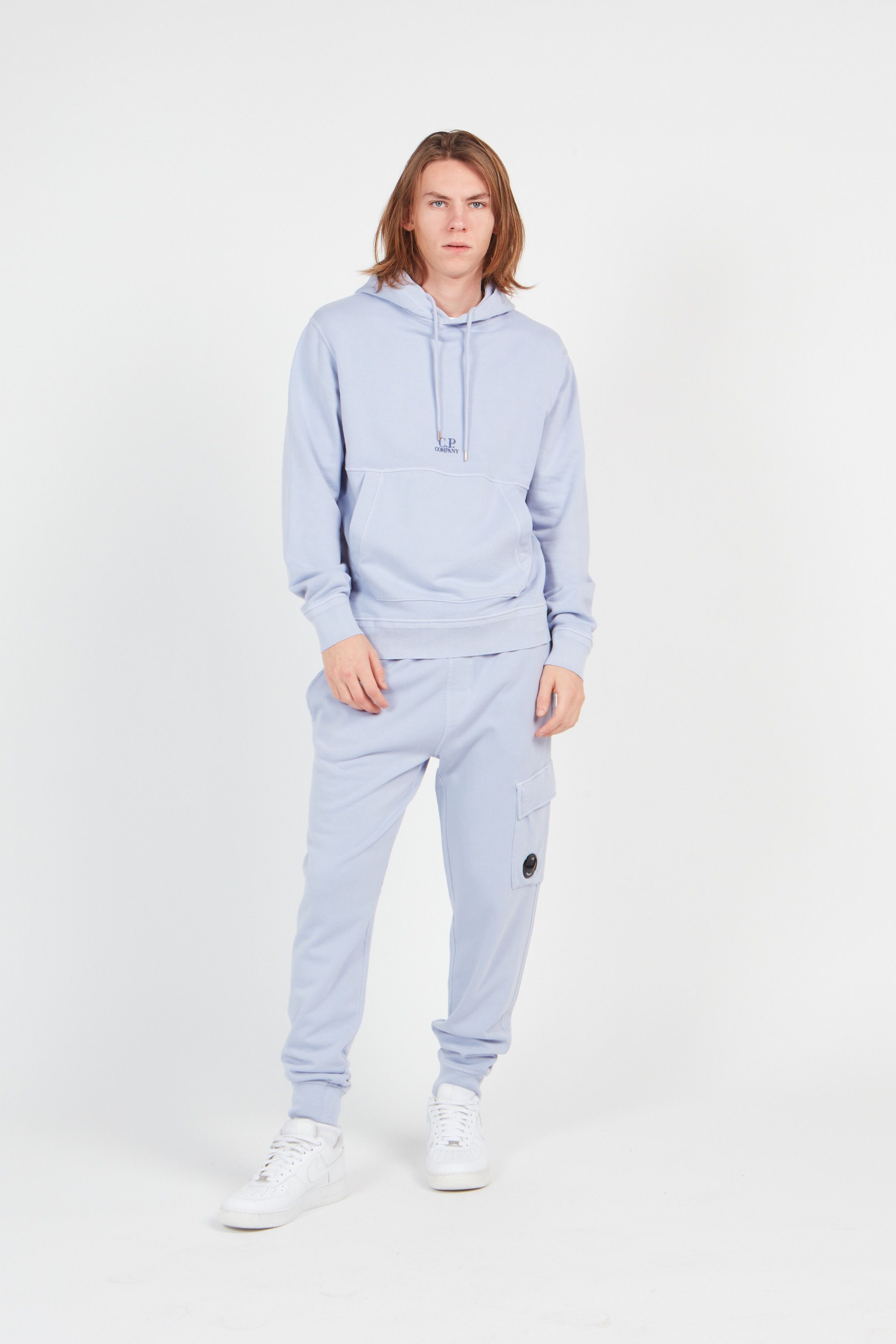 C.P. COMPANY hoodie cotton fleece Bleu