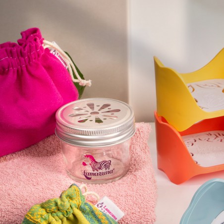 Lamazuna Pot de rangement en verre - couvercle ajouré