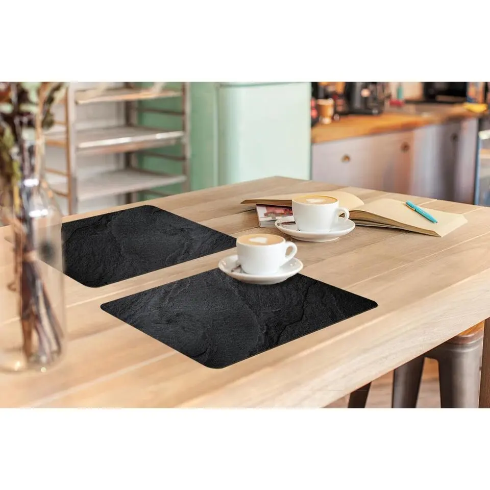 MuchoWow Placemat (6stuks) 45x30cm Beton Zwart Industrieel