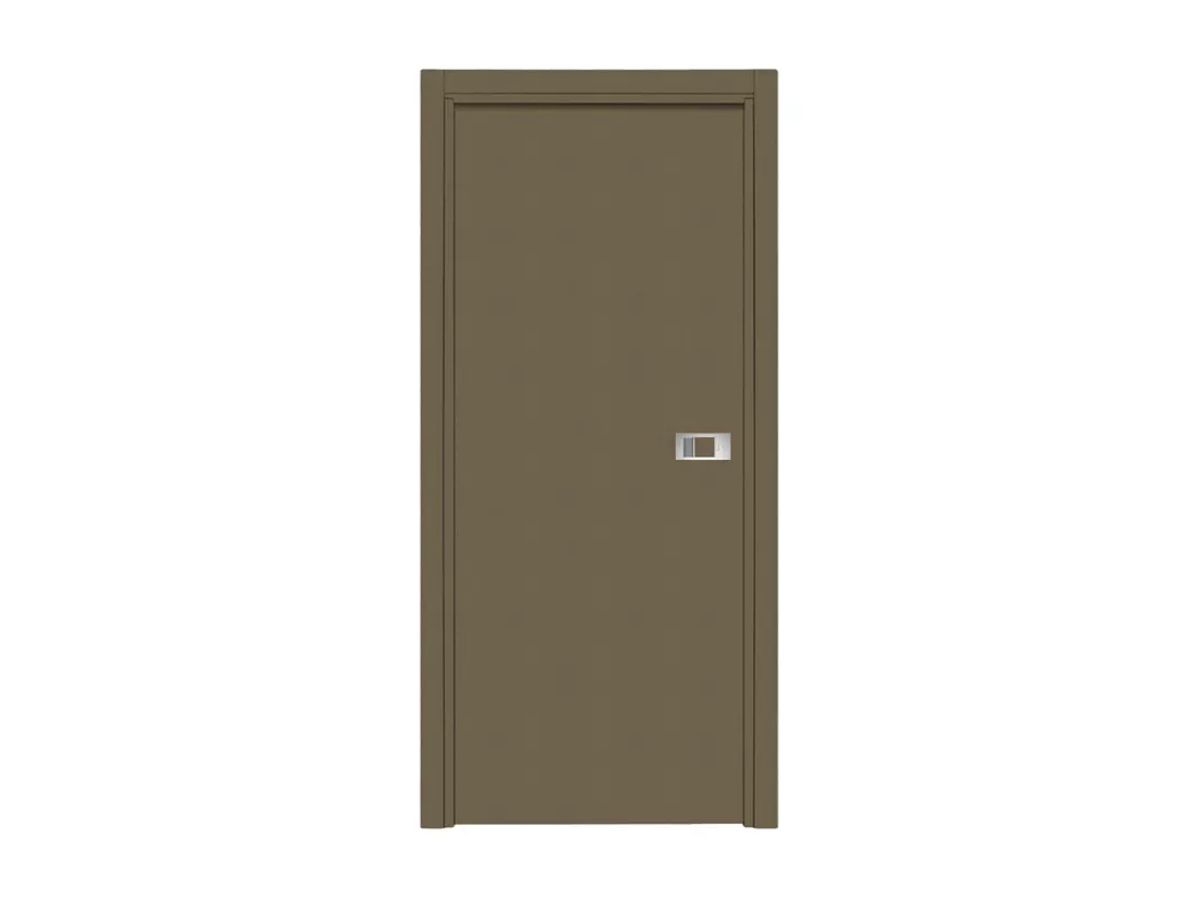 Bloc-porte Miro avec poignée Exclusive grise, H.204 x l.93 cm, aspect cuir lichen