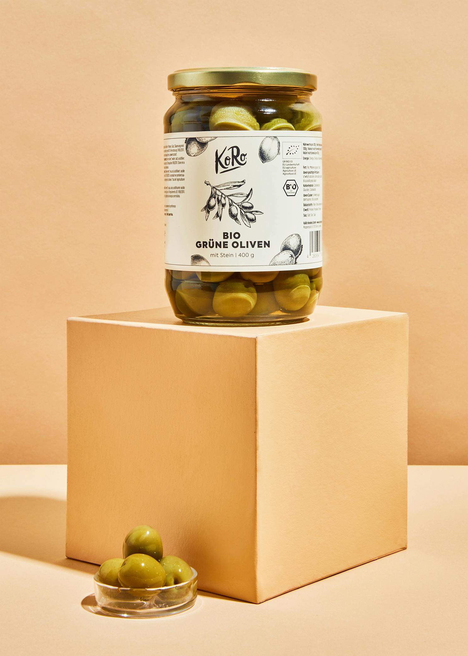 Grüne Bio Oliven mit Stein 400 g