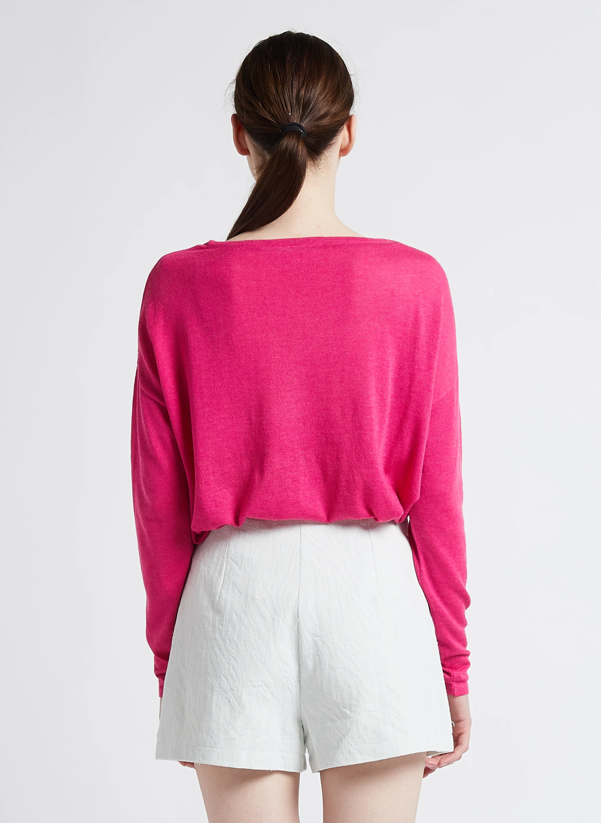 VIABELLA - Pull col bateau en maille mélangée | Rose