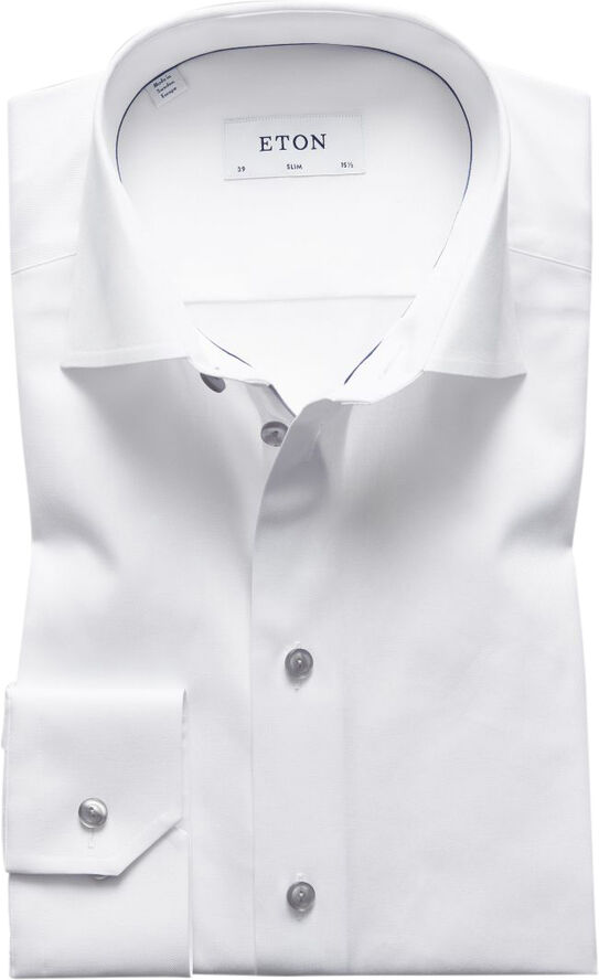 ETON White Twill Shirt Grey Details - Slim Fit Hvid