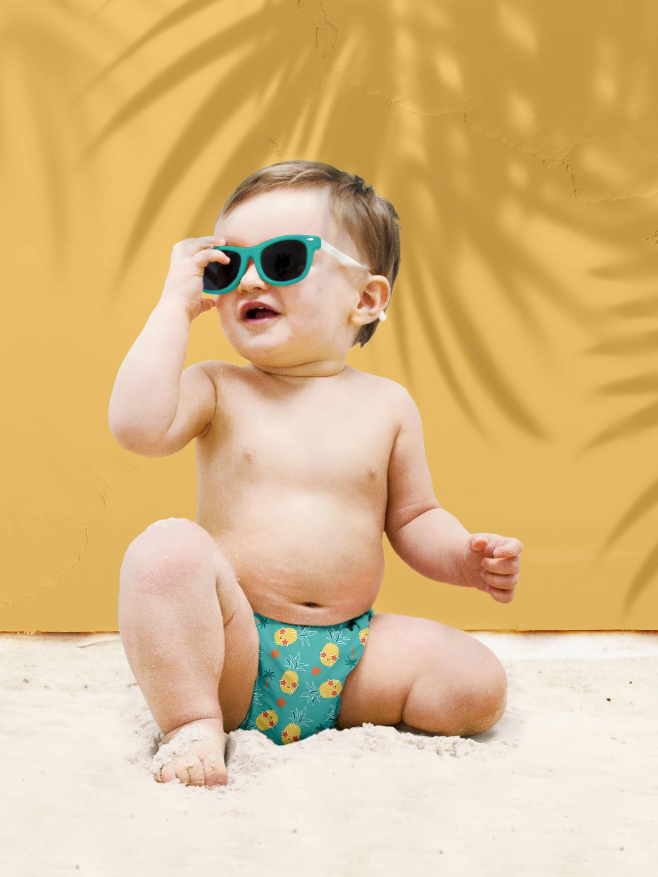 Fralda de natação lavável BAMBINO MIO, tamanho 2 anos ou mais, tamanho médio, branca bicolor/multicolorida.
