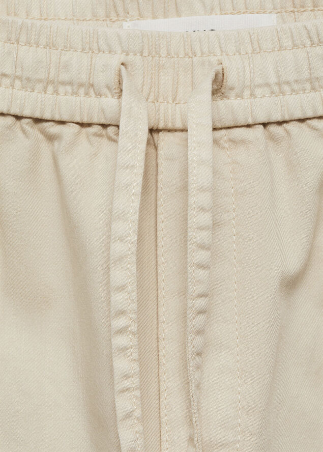 MANGO Elastic waist cotton trousers Natural white