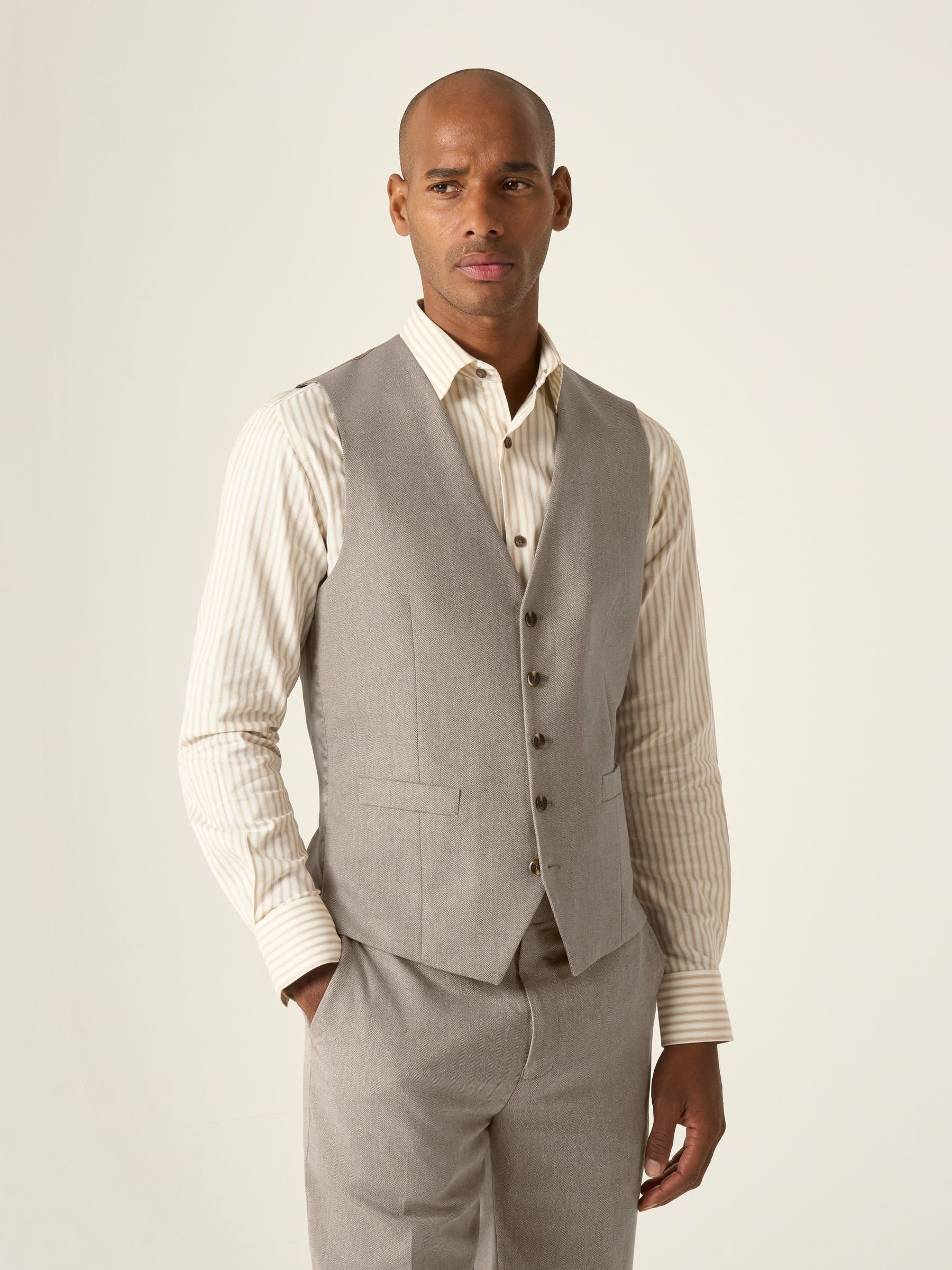 Natuurlijk - Skopes Tailored Fit Calvados Linen Blend Suit Waistcoat