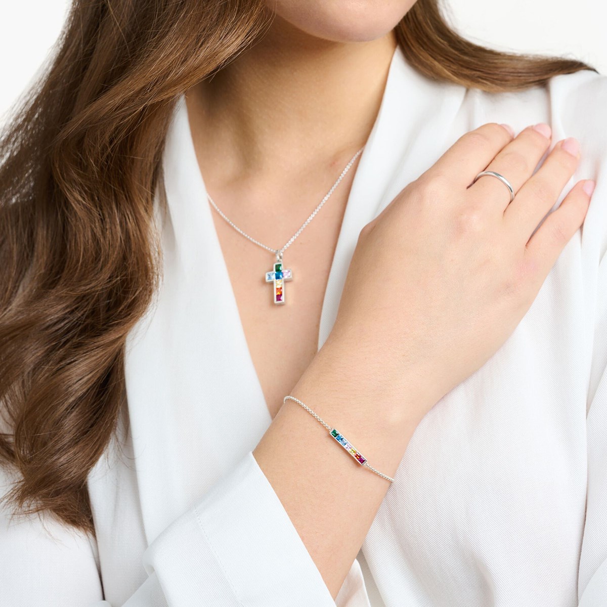 Bracelet Thomas Sabo argent barrette arc-en-ciel