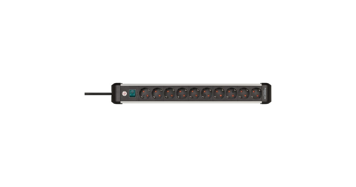 BrennenstuhlPremium-Alu-Line stekkerdoos 10-voudig schakel stekkerdoos  (Zwart/zilver)