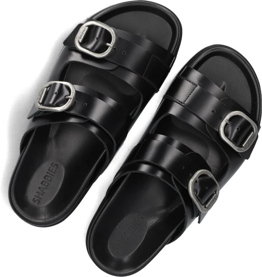 SHABBIES Slippers Dames Inga Buckles Maat: 40 Materiaal: Leer Kleur: Zwart