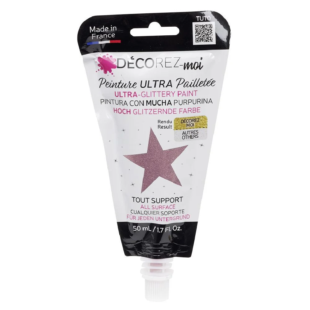 Peinture paillette rose 80ml