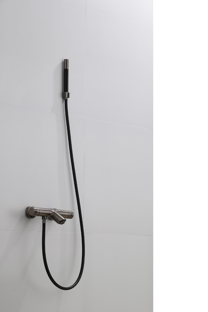 Saniclear Iron Pro thermostatische opbouw badkraan met handdouche verouderd ijzer - gunmetal