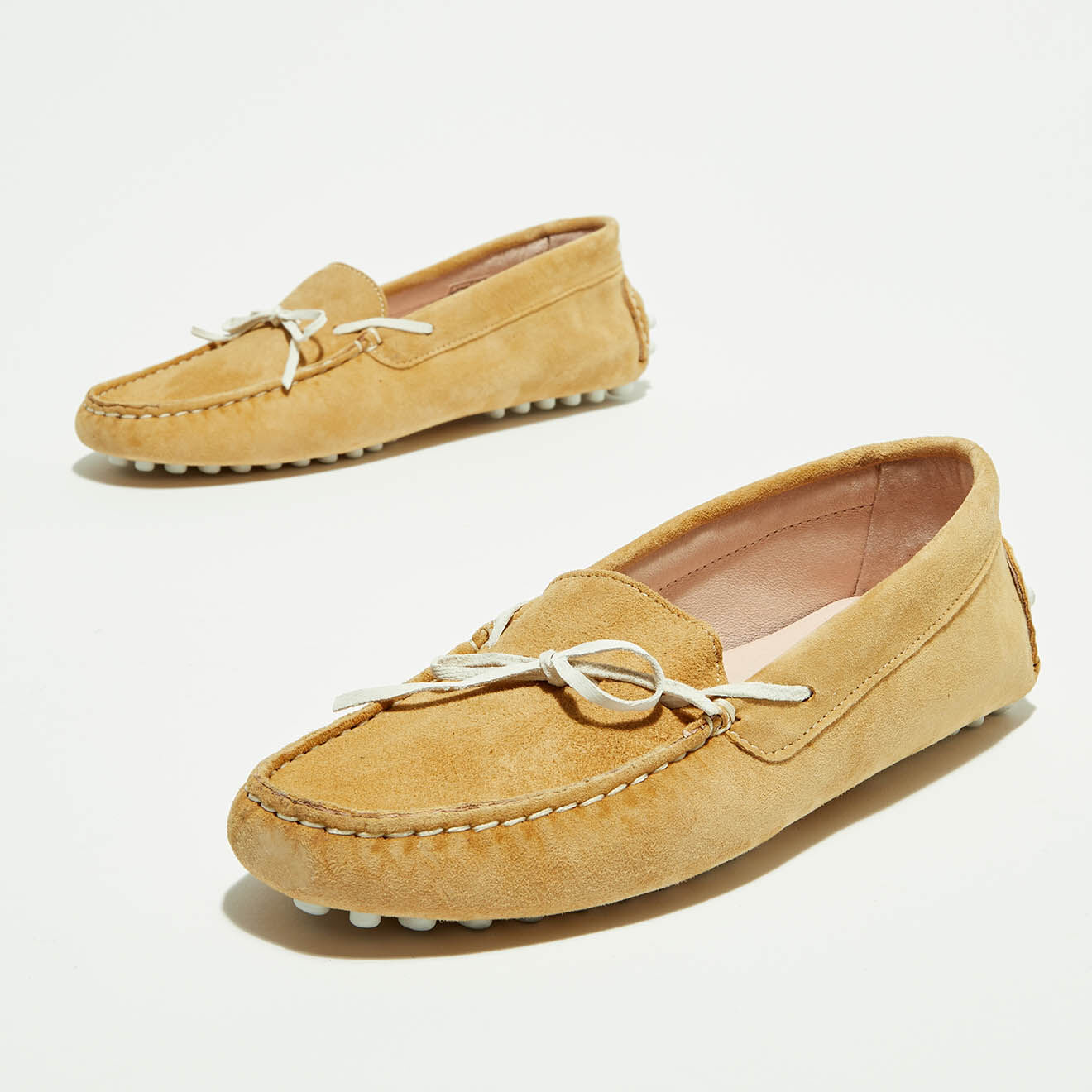 Flavio Création Mocassins en Velours de Cuir Mariela beige/blanc