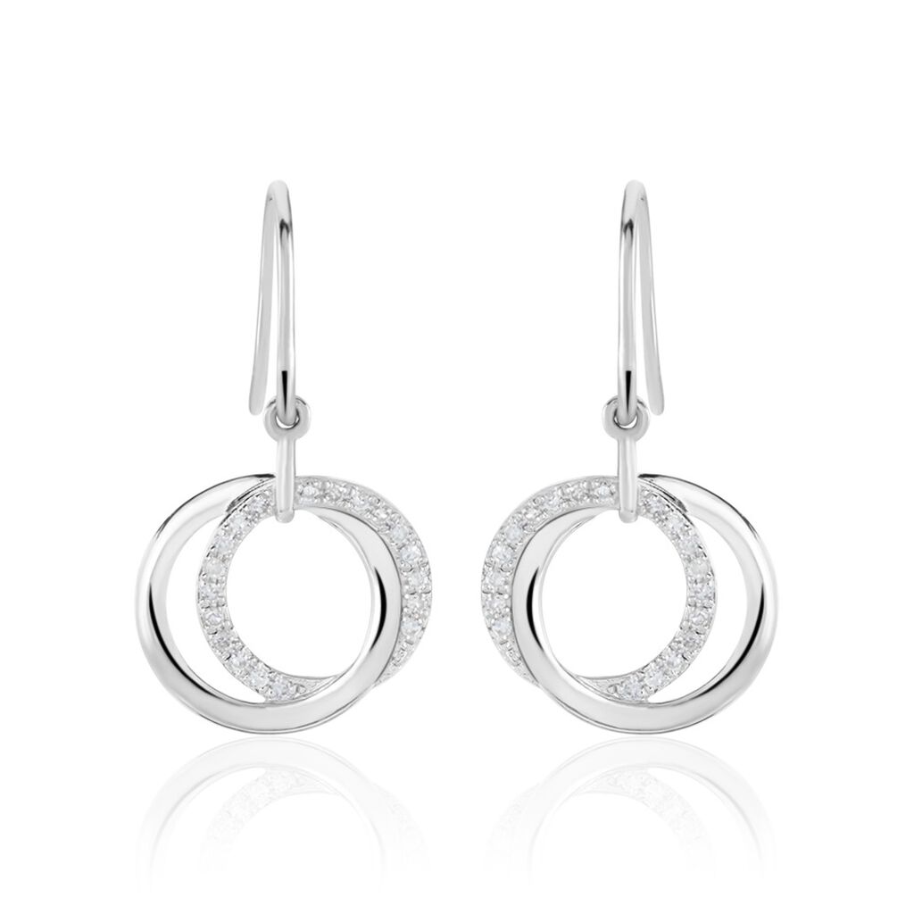 Boucles D'oreilles Pendantes Or Blanc Tresha Diamants