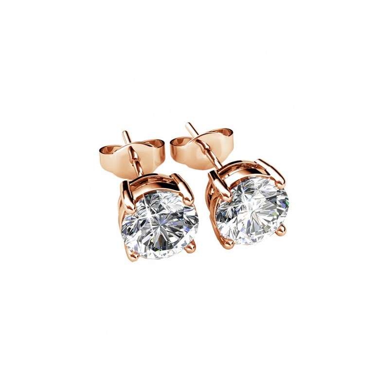 Boucles d'oreilles Mary - Or Rosé et Cristal