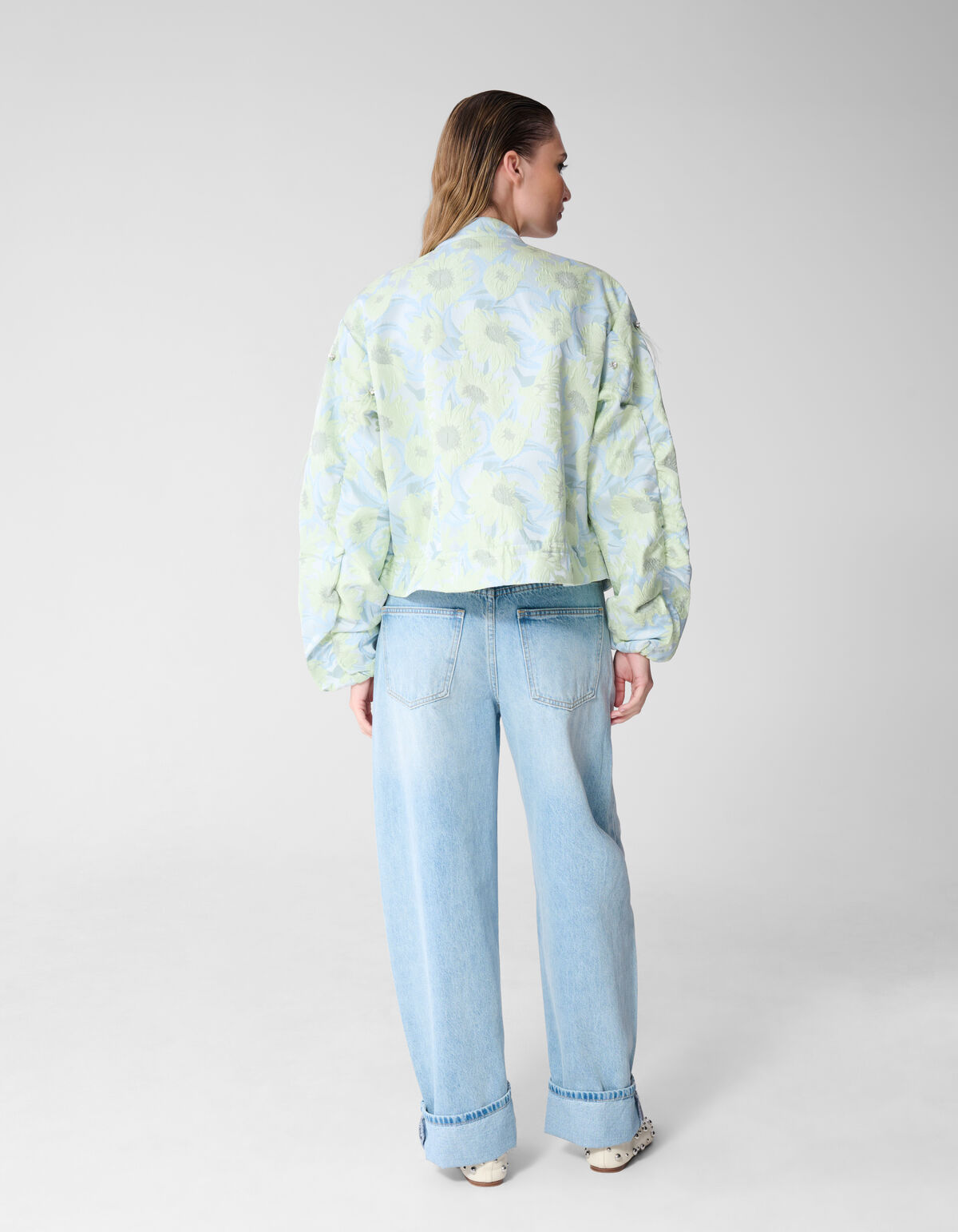 Oversized Strass Jacquard Jack Lichtblauw