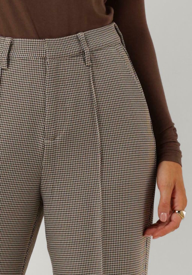 COLOURFUL REBEL bruine colourful rebel pantalon rus check pintuck high waist pants
