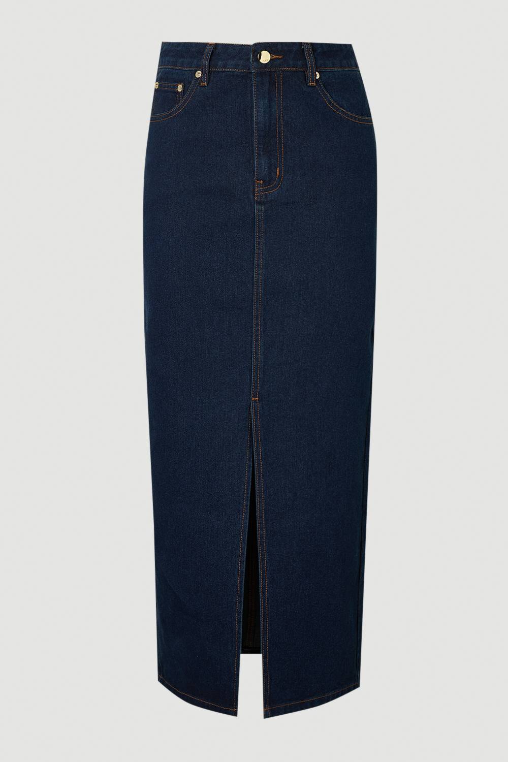 KarenMillen Jupe Crayon Mi-longue En Denim Forever Petite À 5 Poches
