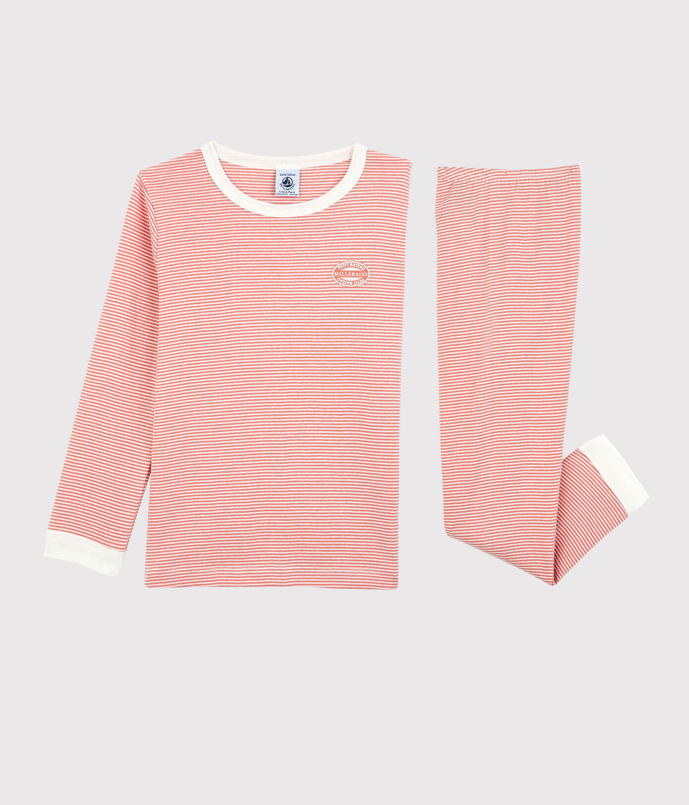 Pyjama rayé milleraies petite fille/petit garçon en coton biologique