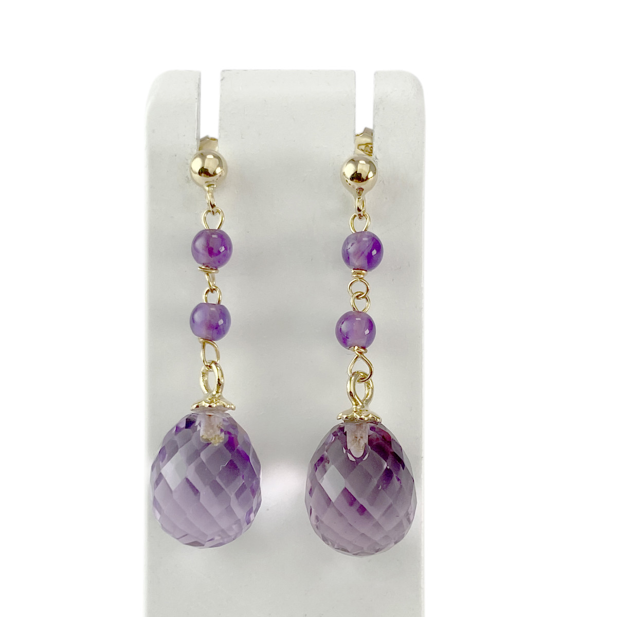 Boucles d'oreilles d'occasion or 750 jaune améthystes
