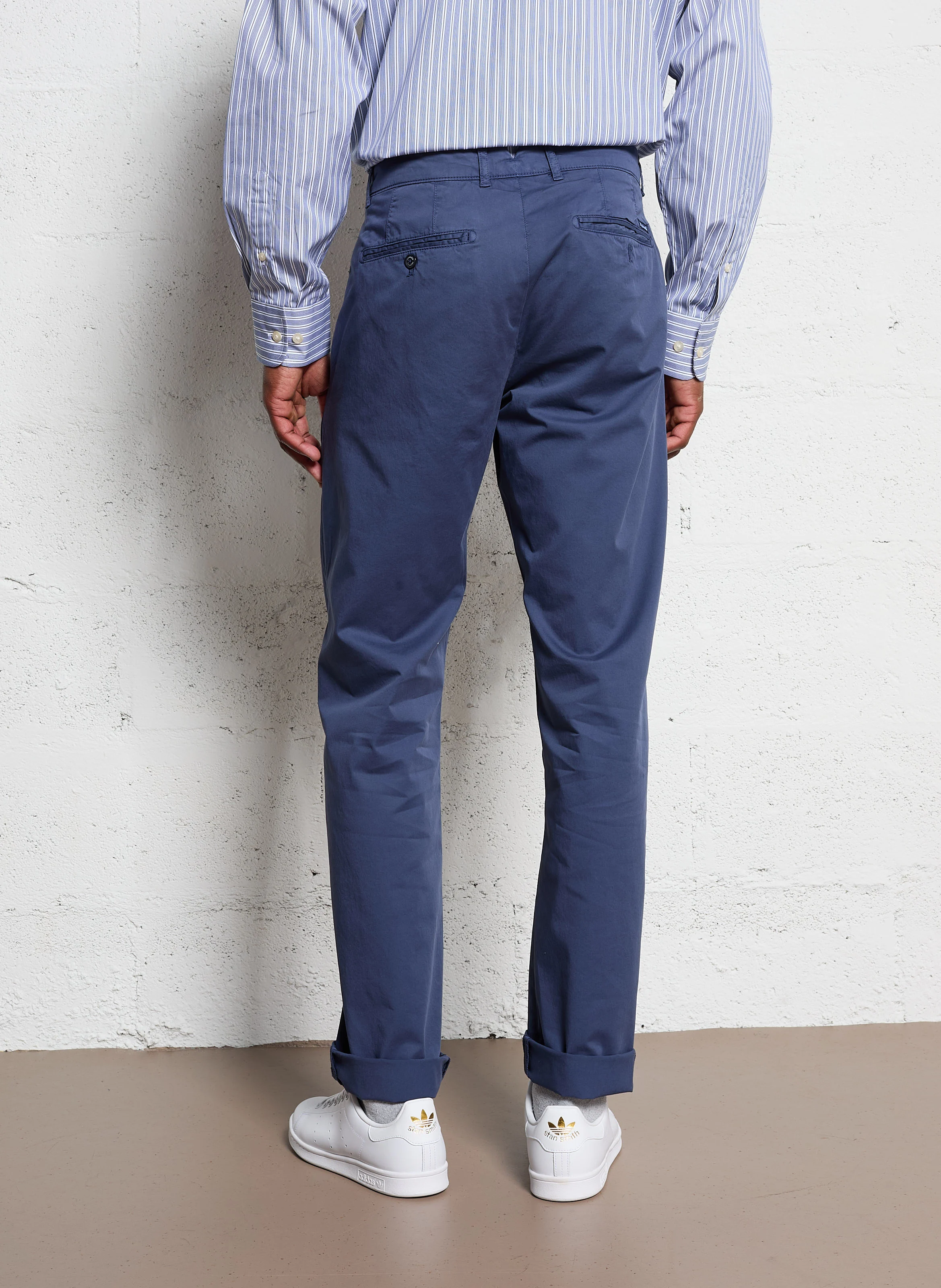 Pantalon chino en coton mélangé | Bleu