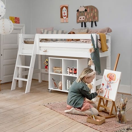 Hoppekids reol med hjul - hvid