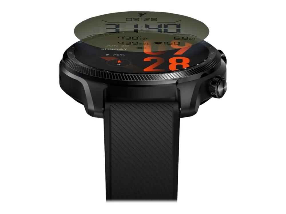 Mobvoi TicWatch Pro 3 Ultra - 47 mm - skyggesort - smart ur med bånd - fluororubber - display 1.4