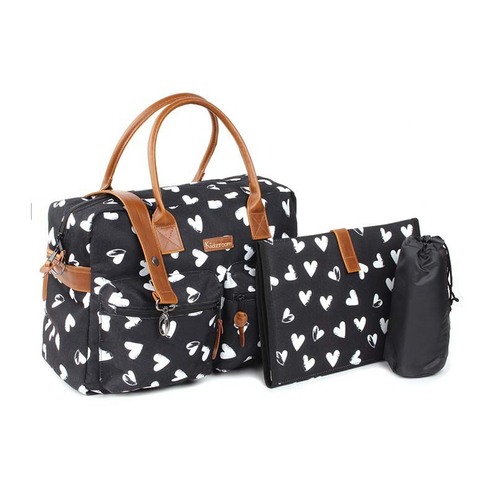 Sac à langer Black & White Coeurs - KIDZROOM