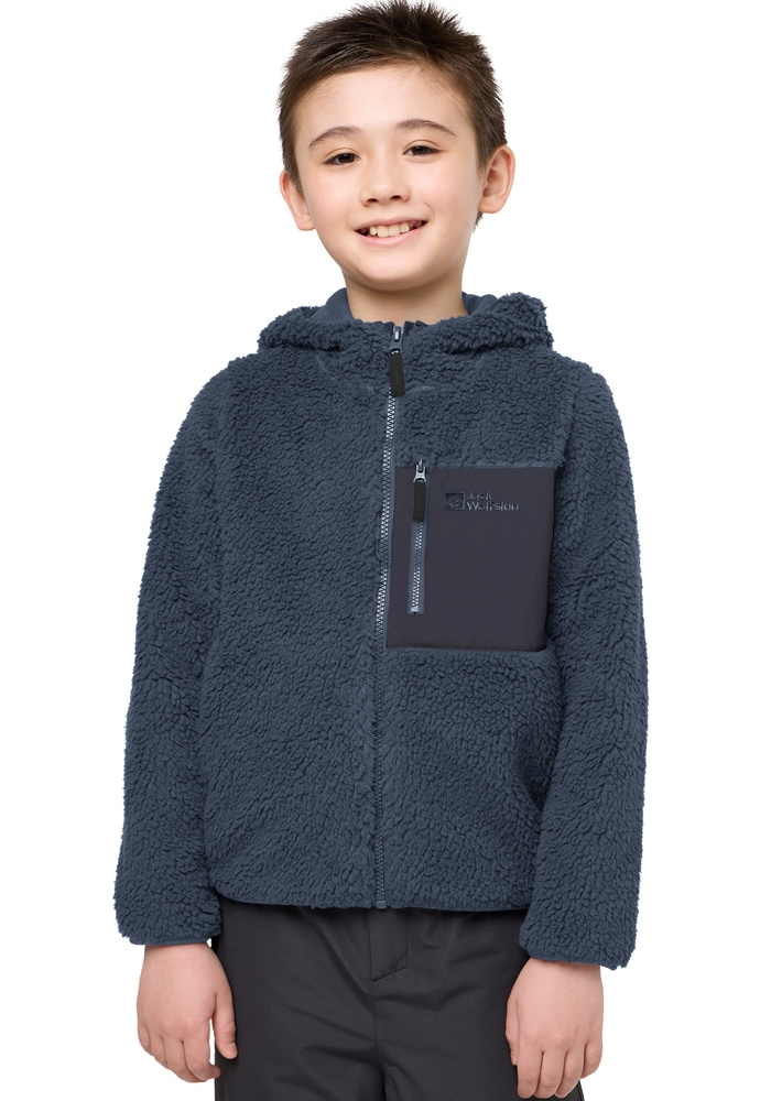 Jack Wolfskin Fleecejacke »ICE CURL HOOD JACKET K« mit Kapuze Wärmend, winddicht, Übergangsjacke für Kinder