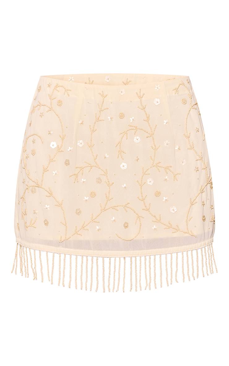 Citron Mini-jupe Ornée De Perles Et Sequins