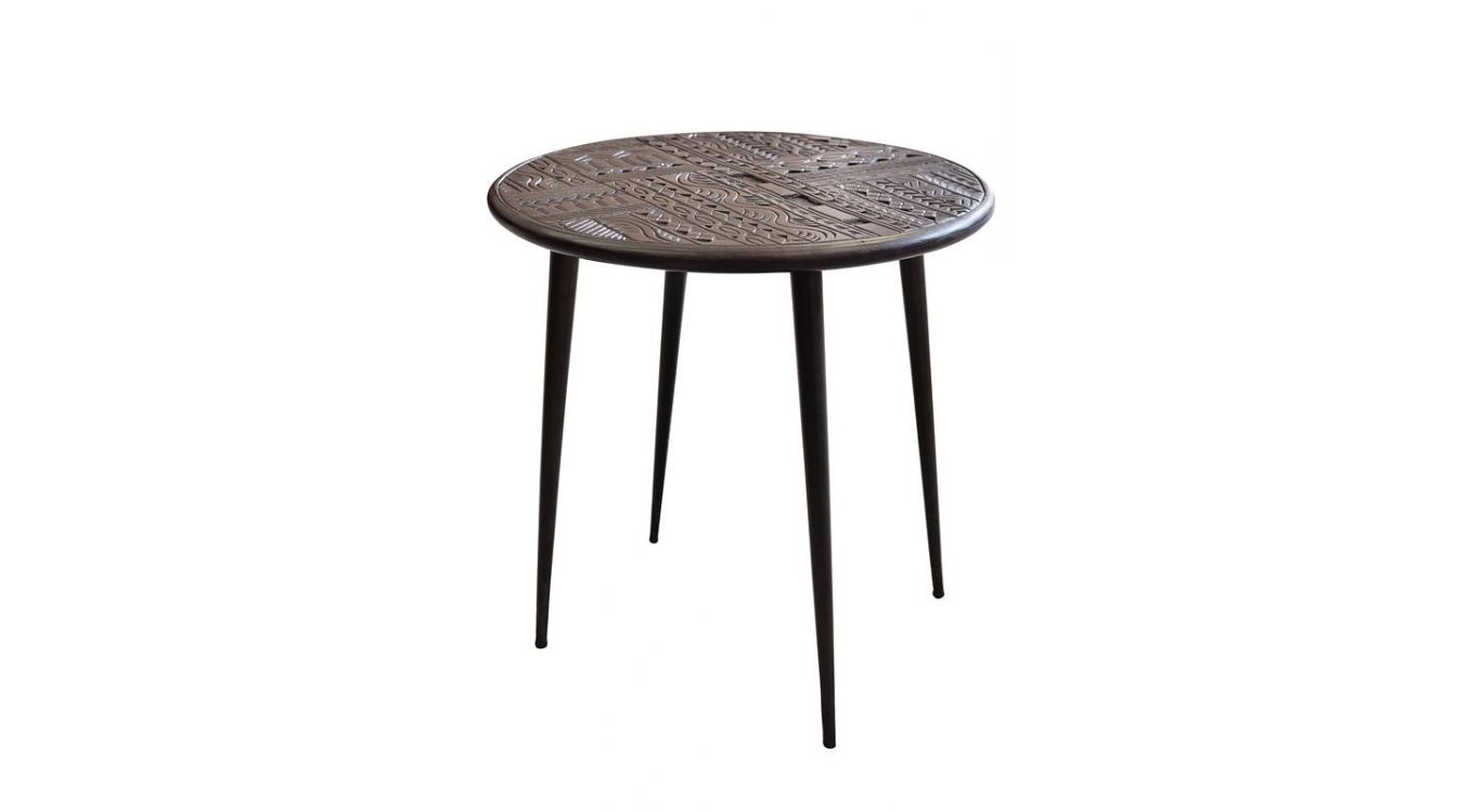 Table basse bois, fer marron 55x55x55cm - bois-fer
