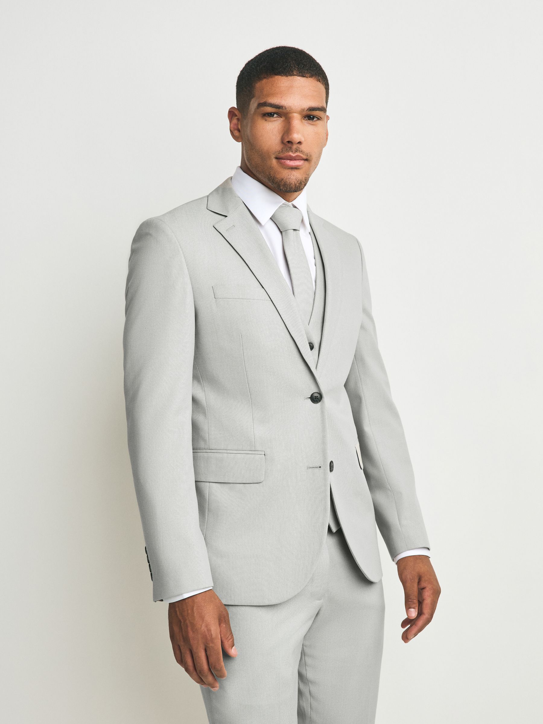 Neutraal - Slim Fit - Kostuum met textuur: colbert