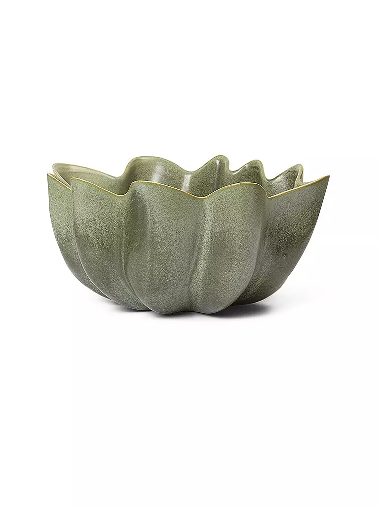 FERM LIVING Keramik Schale NIUM 22cm Dark Sage  dunkelgrün