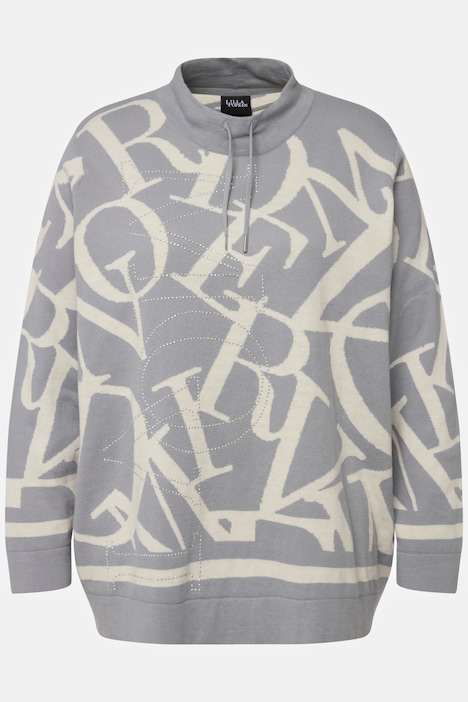 Pullover, Buchstaben, Ziernieten, Stehkragen, Langarm