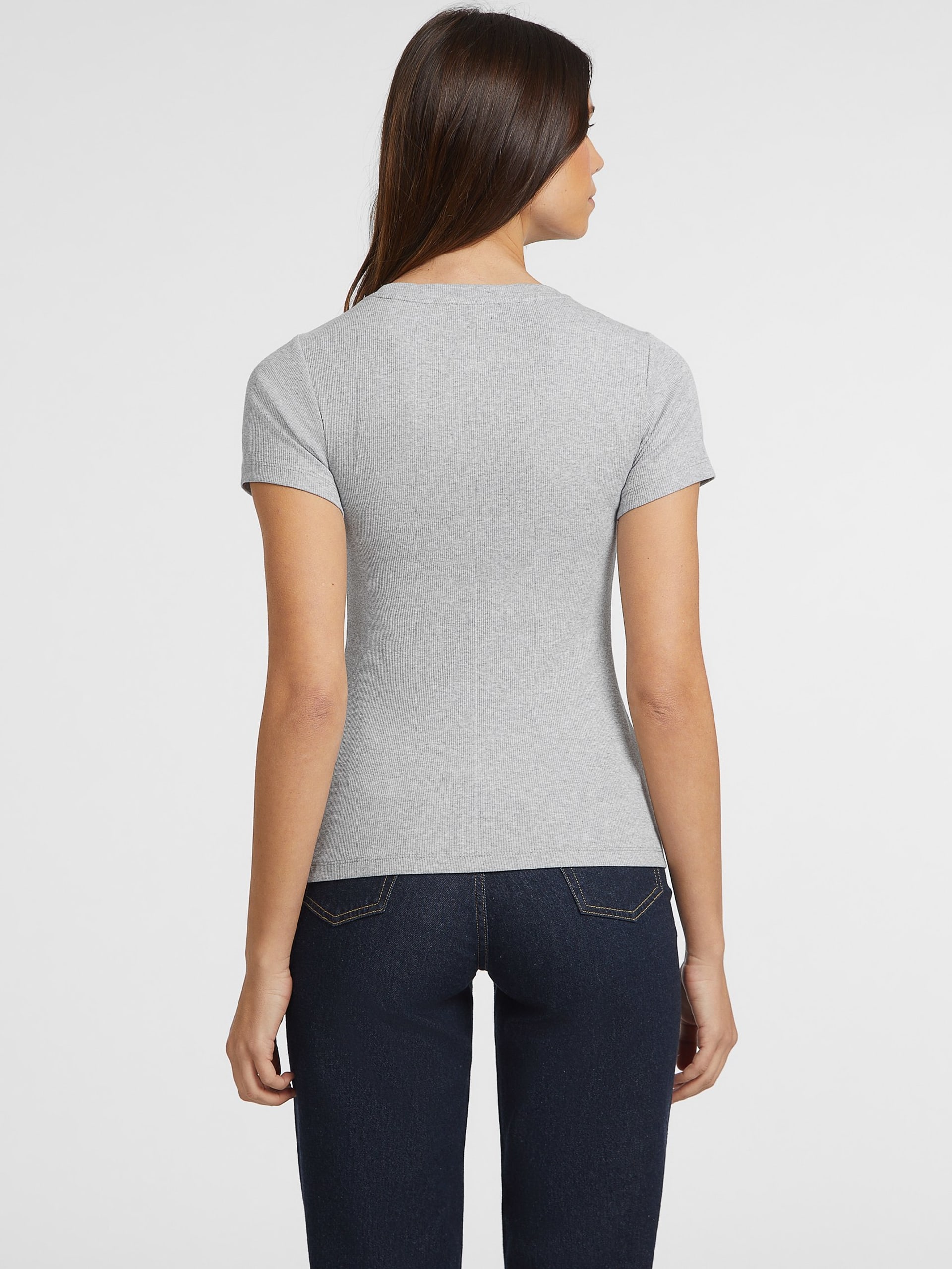 Camiseta Slim Rib-Knit Bordada