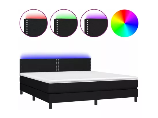 Sommier tapissier avec matelas et LED Noir 180x200 cm Tissu