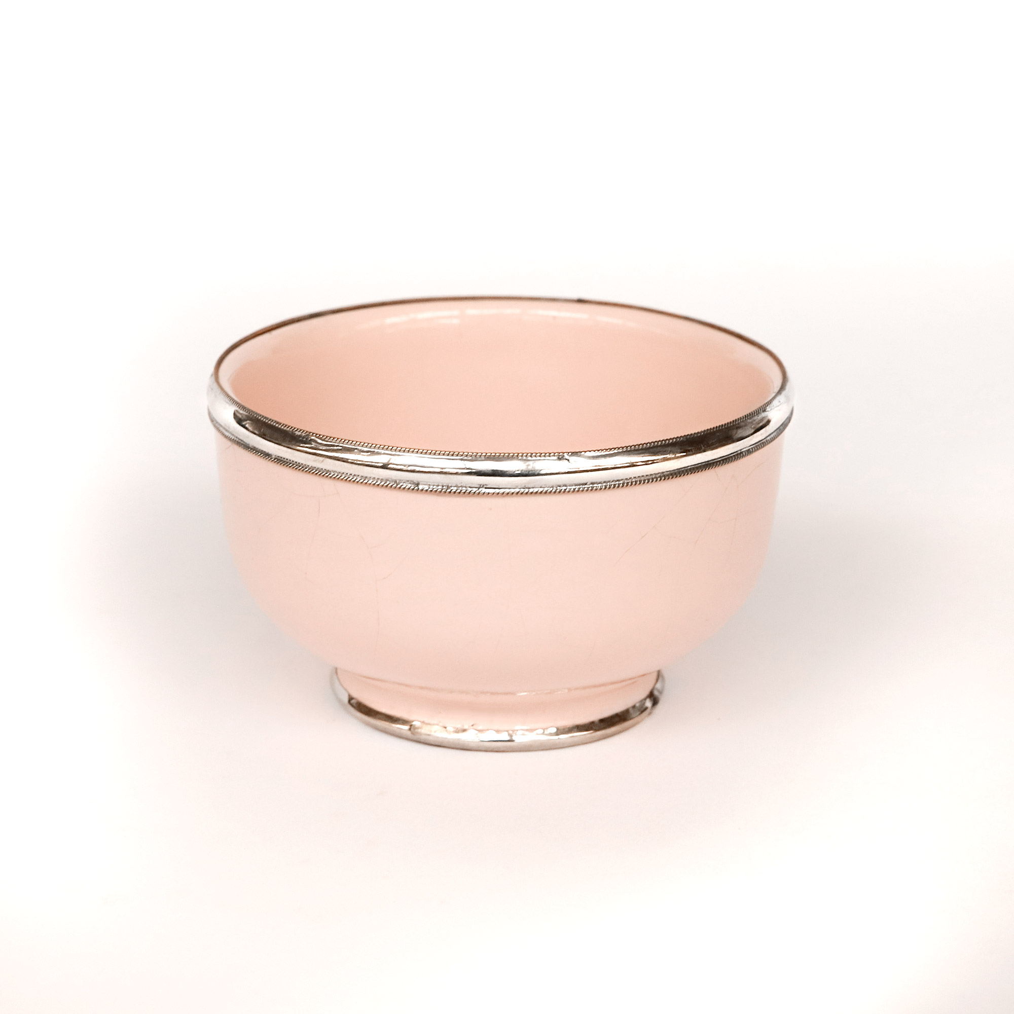 Keramikschale mit Metallrändern, rosa, Ø 12 cm, H 8 cm von fischer's lagerhaus