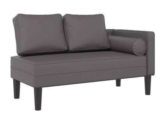 Prolenta Premium - Chaise longue avec coussins gris similicuir