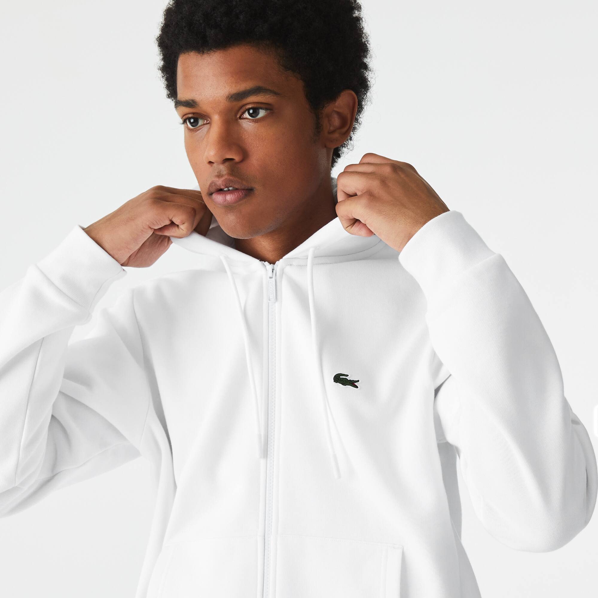 HERREN LACOSTE SWEAT-JACKE MIT KÄNGURUTASCHE AUS FLEECE Sweatshirts - Weiss - Lacoste - Herren
