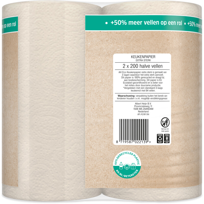 AH Eco Keukenpapier extra sterk 2=4 rollen